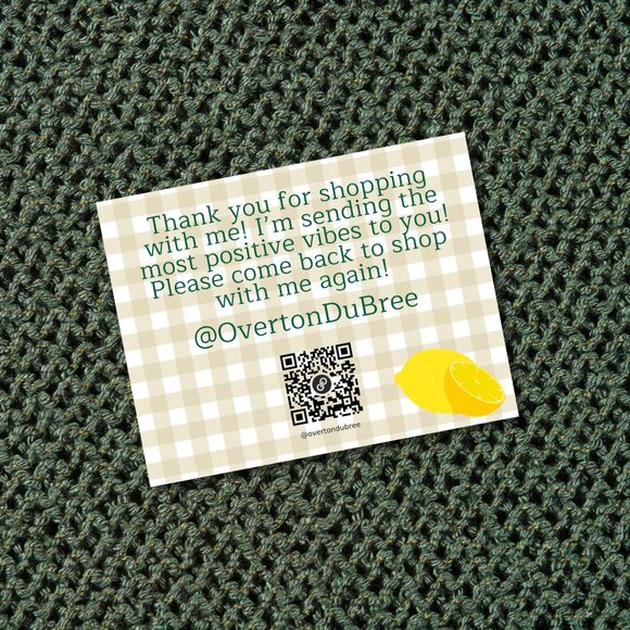 'Summer Lemon Plaid', Front and Back Personalized to You Thank You Cards - Picture 3 of 10